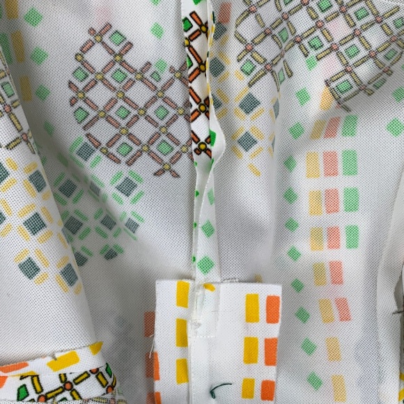 vintage 70s mini dress small medium print 60 Multicolor Geometric Pattern Shirt - Picture 8 of 10